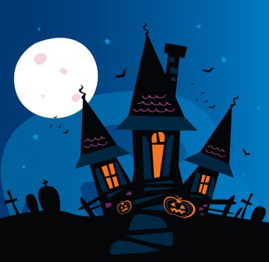 Haunted scary house clipart