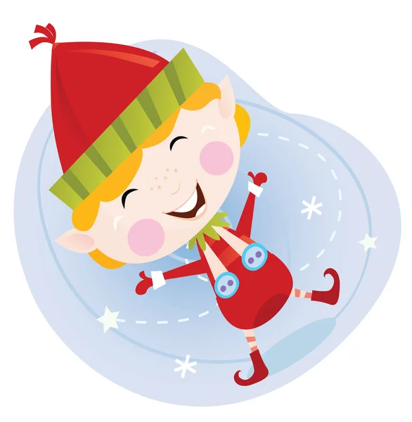 Elfe de Noël en costume rouge — Image vectorielle