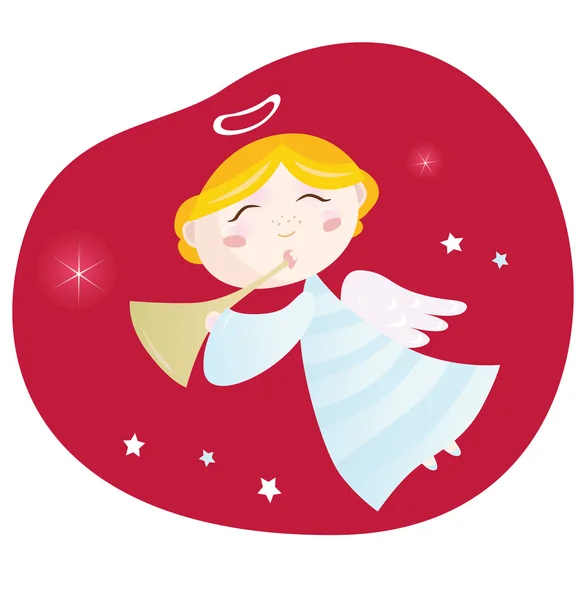Χριστούγεννα Άγγελος αγόρι με τρομπέτα — Διανυσματικό Αρχείο