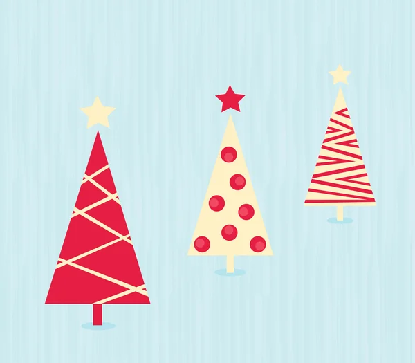 Винтажные красные рождественские елки — стоковый вектор