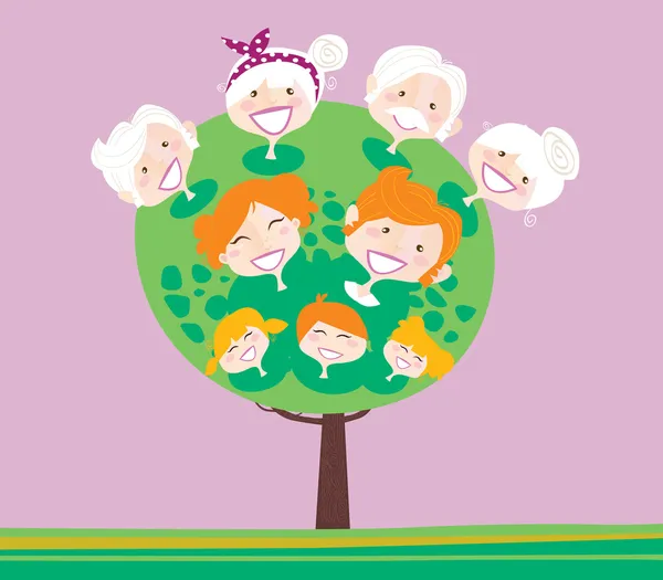 Trzy pokolenia rodziny drzewo — Wektor stockowy