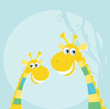 Funny jungle yellow giraffes clipart