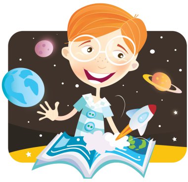 Small boy with story book clipart