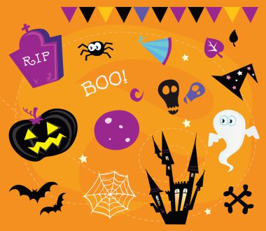 Halloween icons and design elements clipart