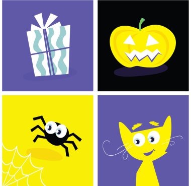 Halloween retro icons clipart