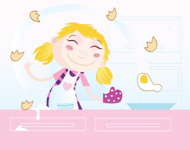 Girl is cooking clipart