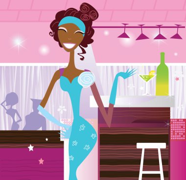 Girl in bar clipart