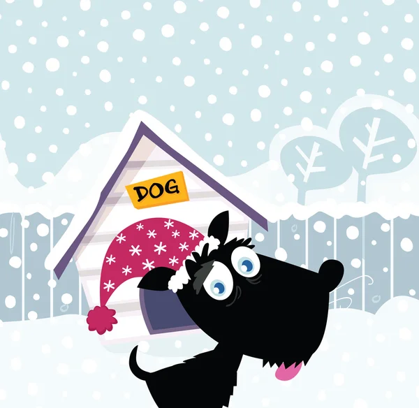 面白いクリスマス犬 — ストックベクタ