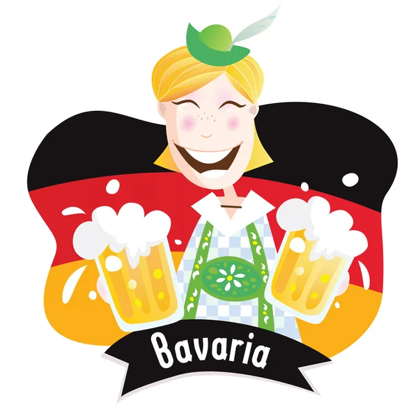 Oktoberfest (macho bávaro con cerveza ) — Vector de stock