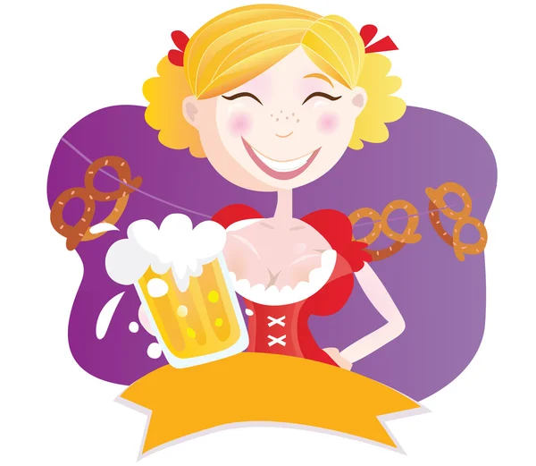 Bayersk kvinne med øl – stockvektor