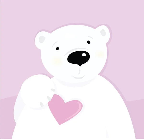 北极熊用爱的心 — 图库矢量图片