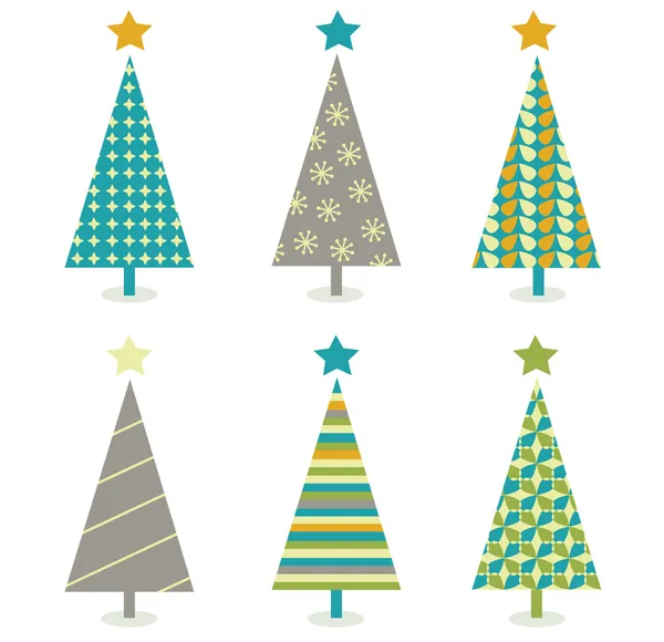 Retro christmas trees icon set — Stock Vector