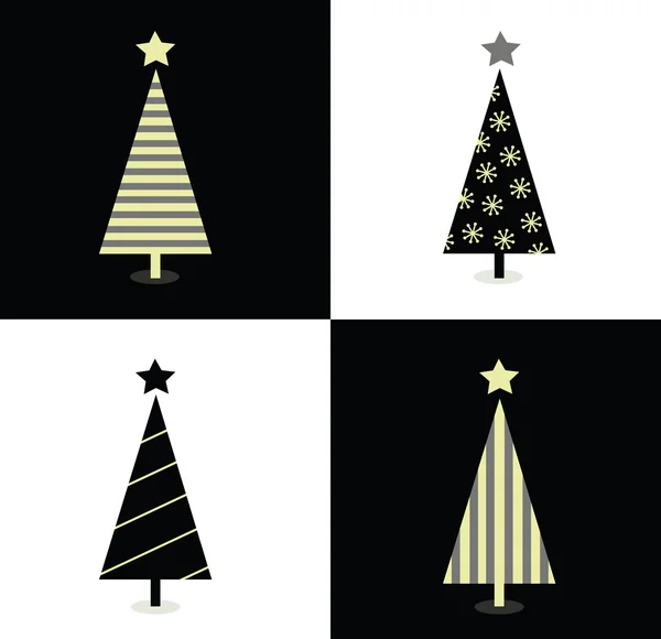 Czarno-białe drzewek na Boże Narodzenie — Wektor stockowy