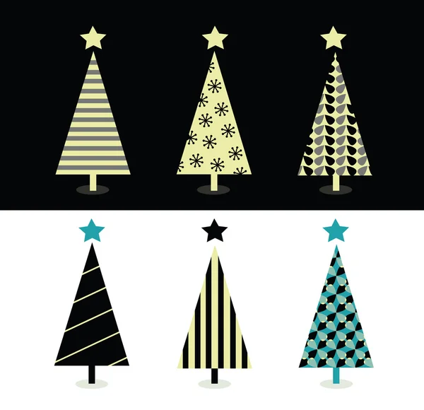 黑色与白色圣诞树设计 — 图库矢量图片