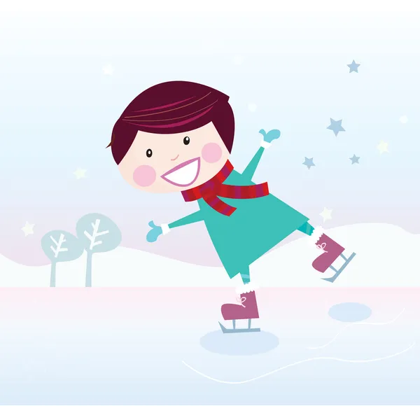 Garçon patineur sur glace — Image vectorielle