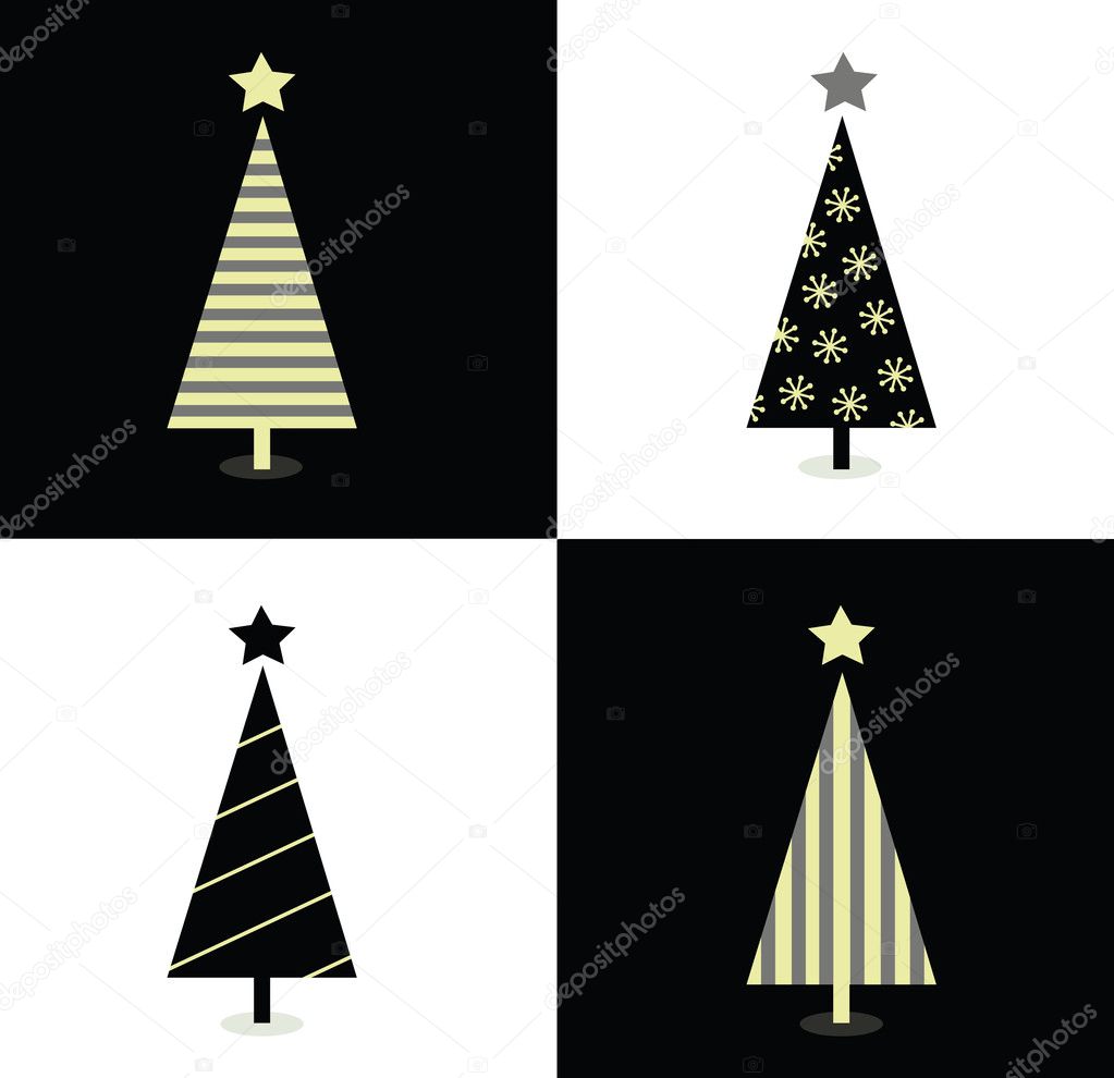 Black and white christmas trees. premium vector in Adobe Illustrator ai