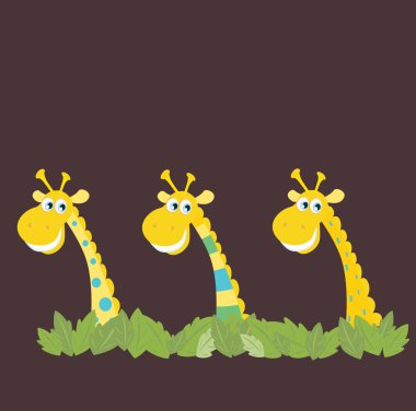 Three african safari giraffes clipart