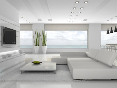 White interior of the stylish apartment