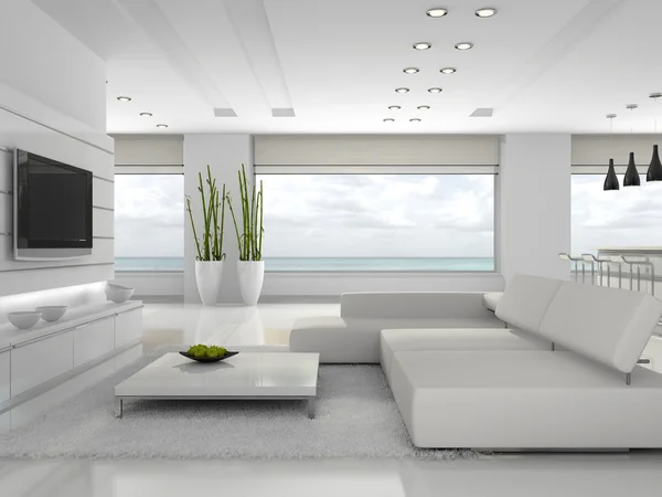 Interior branco do apartamento elegante Imagens Royalty-Free