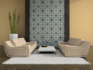 Modern interior with two sofas clipart