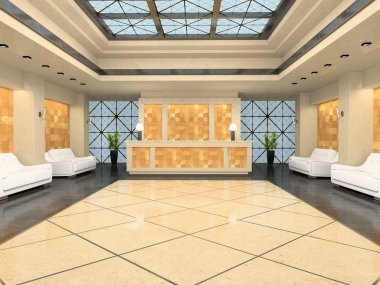 Reception in modern hotel clipart