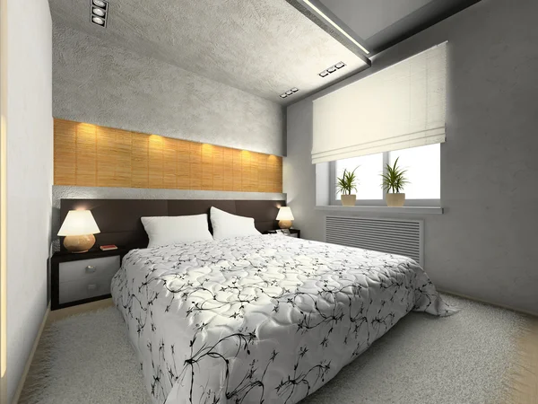 Zobacz na nowoczesnych sypialni — Zdjęcie stockowe