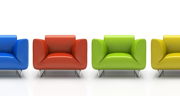 Cuatro sillones coloridos — Foto de Stock