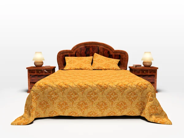 Modern bed isolated on white background — Stock Photo, Image