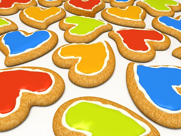 Biscotti cardiaci multicolori — Foto Stock