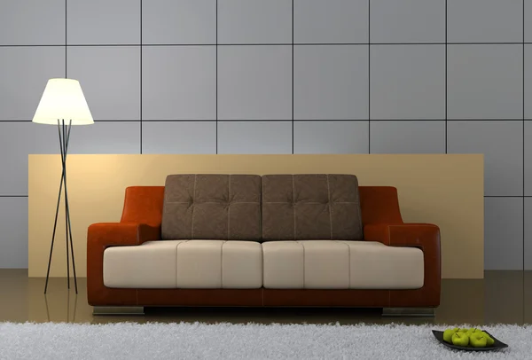 Parte do interior moderno com sofá — Fotografia de Stock