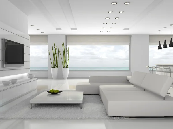 Bílý interiér stylový apartmán — Stock fotografie