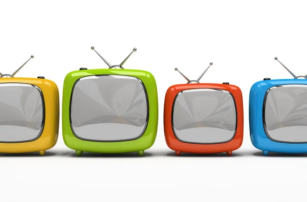 Четыре красочных телевизора — стоковое фото