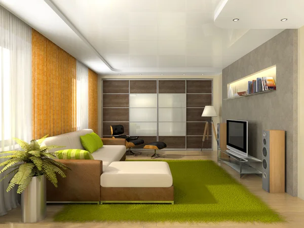 Woonkamer in het moderne appartementencomplex — Stockfoto