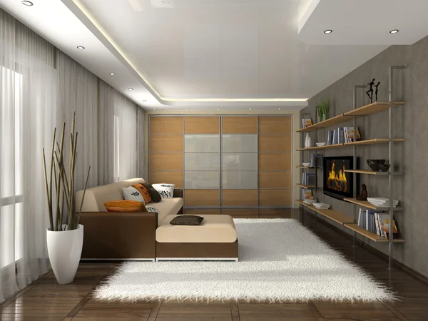 Woonkamer in het moderne appartementencomplex — Stockfoto