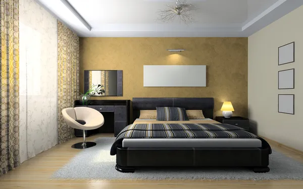 View on the stylish bedroom Stock Photo