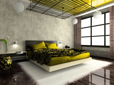 Luxurious interior of bedroom clipart