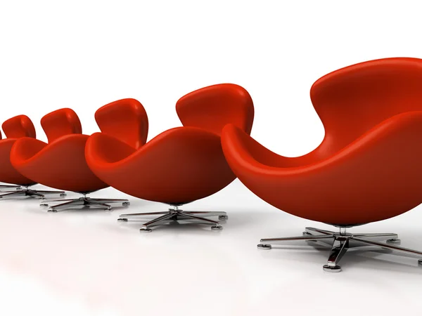 Rode lederen fauteuils geïsoleerd — Stockfoto