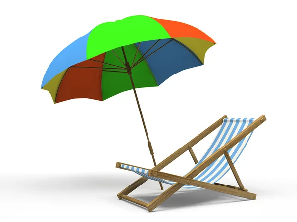 Chaise longue e ombrellone — Foto Stock