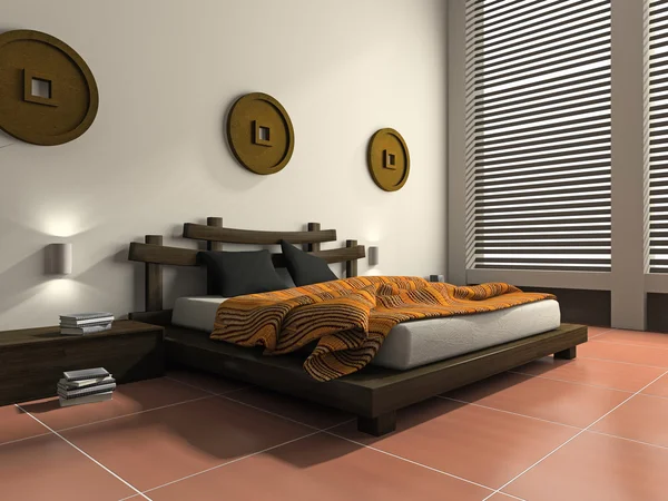 Camera da letto moderna in stile etnico — Foto Stock