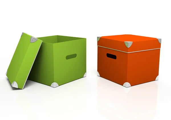 Зеленые и красные коробки — стоковое фото