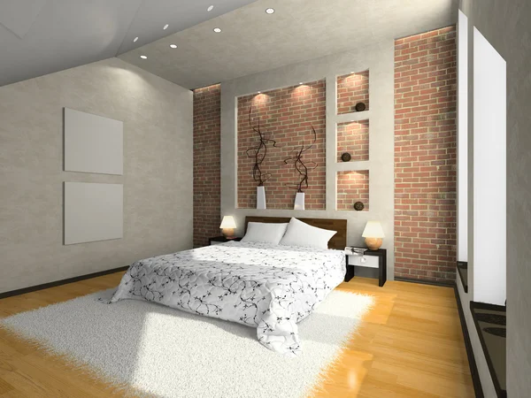 Vista del dormitorio moderno — Foto de Stock