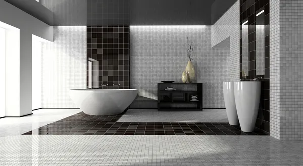 Interior del moderno baño 3D — Foto de Stock