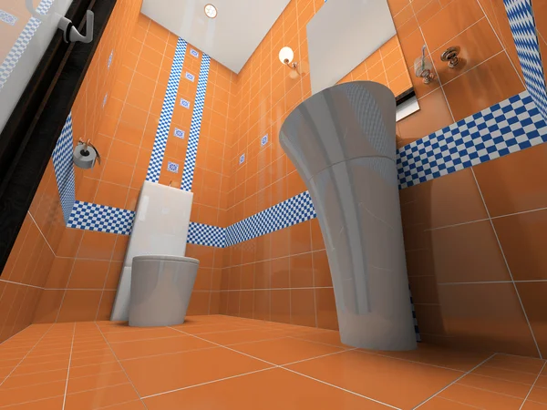 オレンジ色のバスルームのインテリア — ストック写真