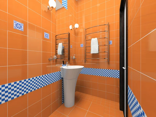 Wnętrze łazienki pomarańczowy — Zdjęcie stockowe