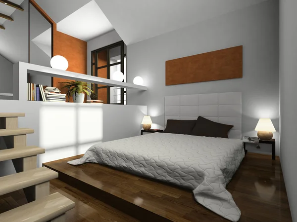 Kijk op de moderne slaapkamer — Stockfoto