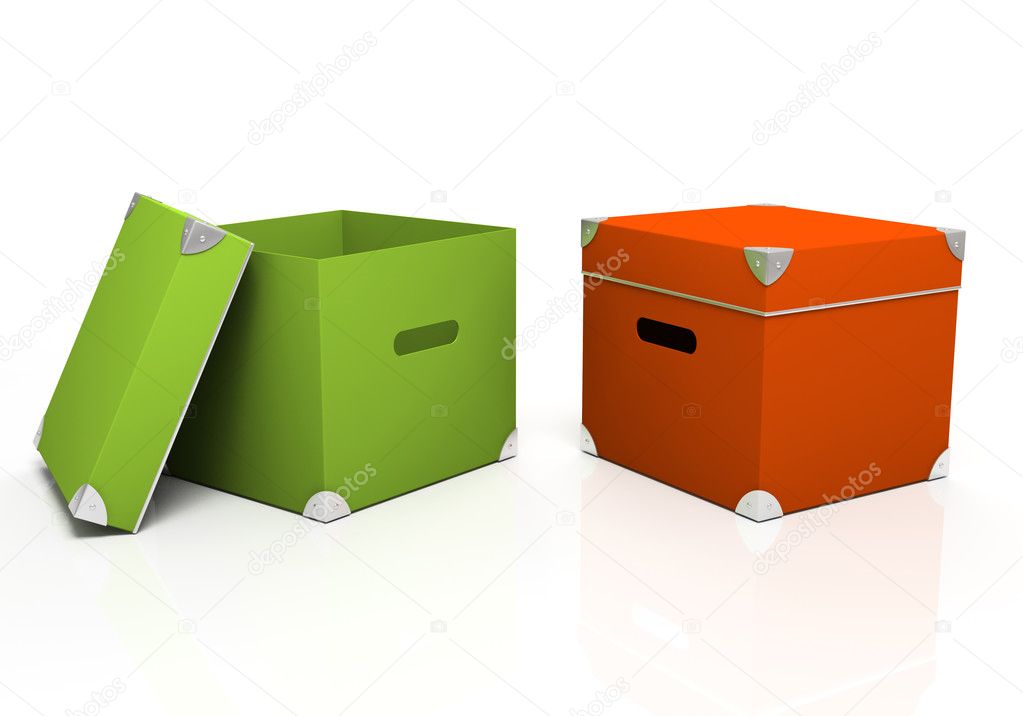 Green and red boxes