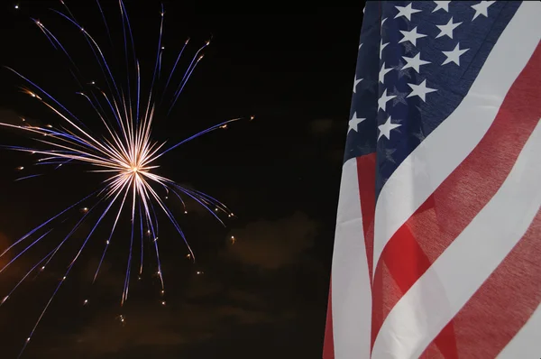 Egyesült Államok zászló, tűzijáték — Stock Fotó