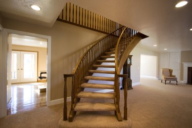 Living Room with Stairs going up clipart