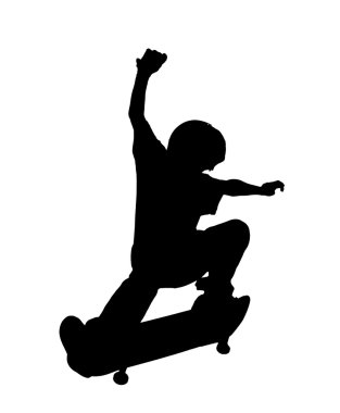 Skateboarding Kid up in the Air clipart