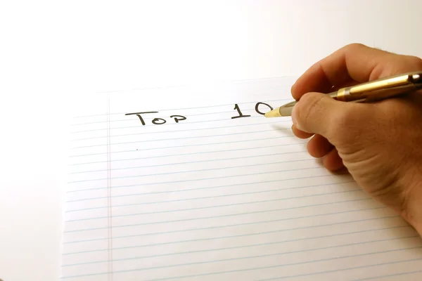 TOP TEN - Notepad & Pen — Stock Photo, Image